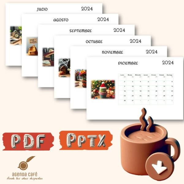 Calendario Cactus 2024 para imprimir