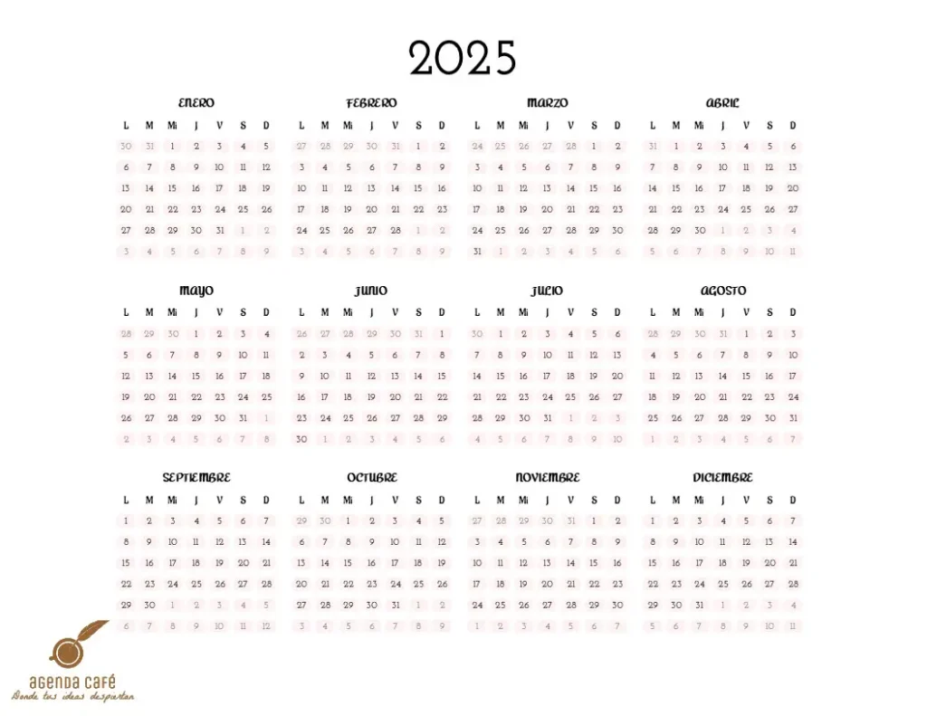 Calendario 2025 Rosa 2 Calendario 2025 Rosa 2