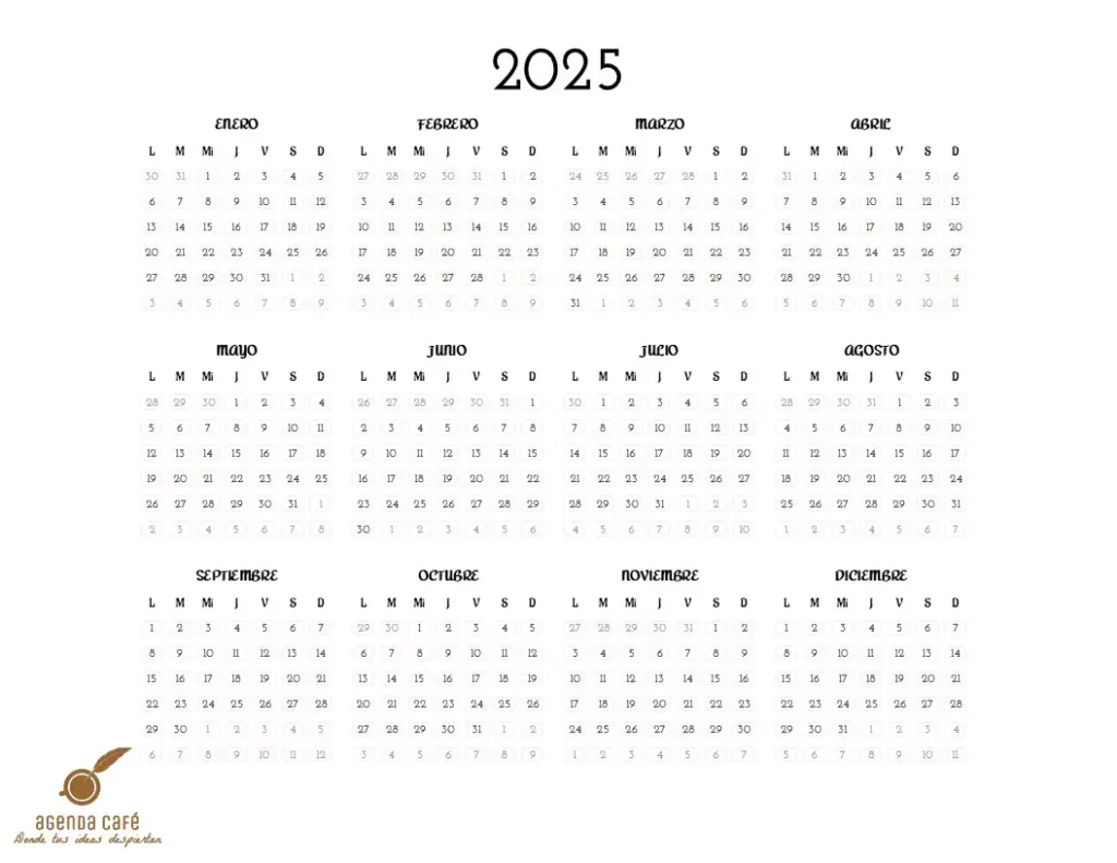 Calendario 2025 Rosa 2 Borde